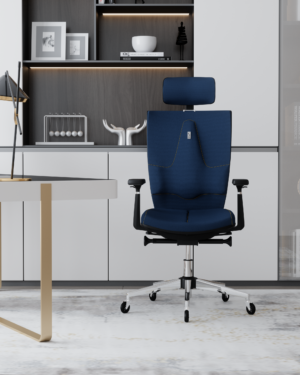 Krzesło ergonomiczne Kulik System SPACE Fotel biurowy, rehabilitacyjny lub gamingowy niebieski granatowy